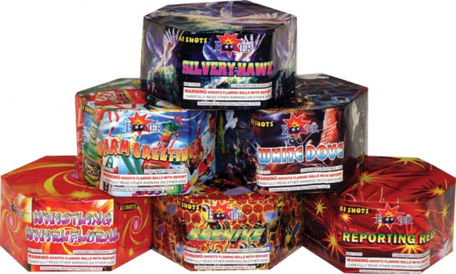 Assorted Cakes 6 Big 16's,Curbside Fireworks