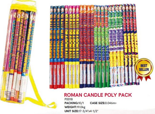 Roman Candle Poly Pack 24's,Curbside Fireworks